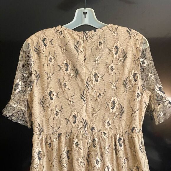 Francesca's Liv Floral Lace Shift Dress Beige/Gray. . Size Medium - Picture 11 of 15